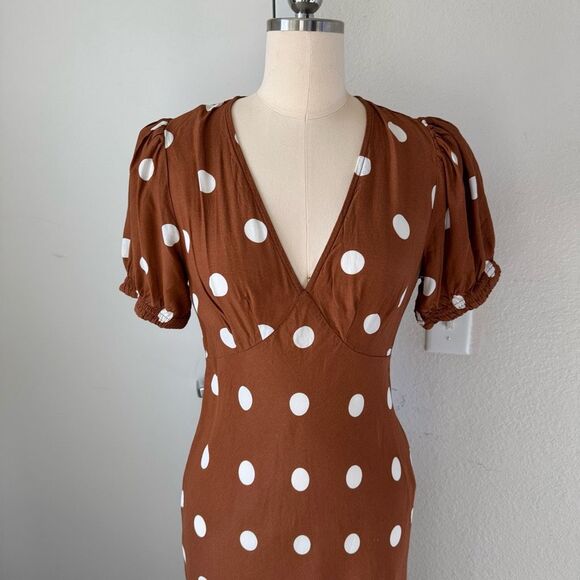 A NEW DAY polka dot maxi dress brown sz s womens - Picture 3 of 9